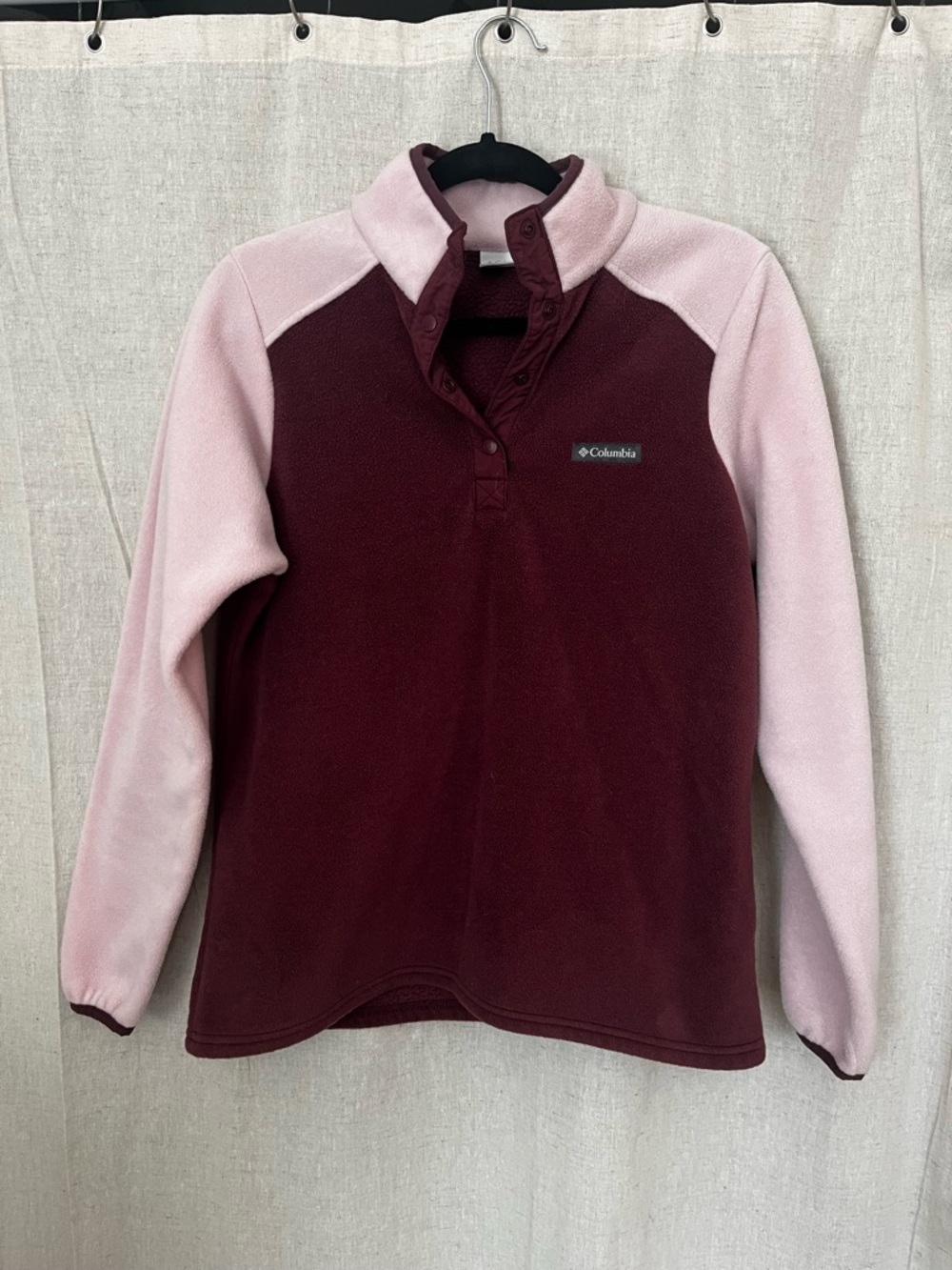 Columbia Women's Burgundy and Light Pink Snap Fleece Pullover